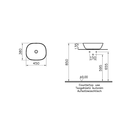 Фото раковина накладная vitra plural 45*35 см 7810b483-0016, черная матовая