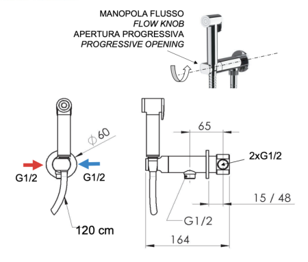 Фото гигиенический душ со смесителем remer x style n64wcfp, чёрный брашированный хром