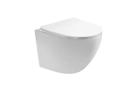 Фото унитаз подвесной безободковый aquatek европа aq1900-00 490*360*320 мм, горизонтальный выпуск, тонкое сиденье с механизмом плавного закрывания, крепеж