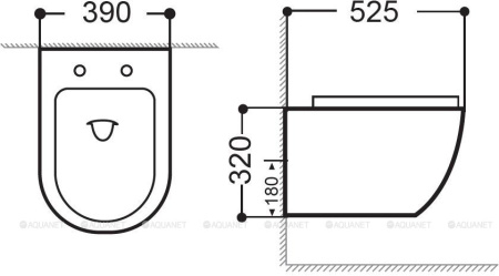Фото унитаз подвесной безободковый aquanet rimless cetus 2.0 w lx-1901 белый, сиденье микролифт