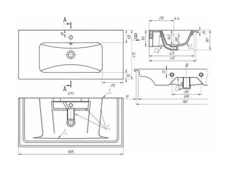 Фото раковина керамическая opadiris эйфория 100 см, белая