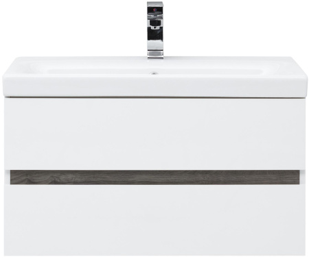 Фото комплект мебели aquanet беркли 80 белый/дуб рошелье (зеркало дуб рошелье)