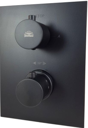 Фото встраиваемый смеситель для ванны и душа paffoni light liq519no/m термостат, черный матовый