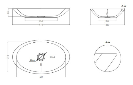 Фото раковина salini s-sense callista 02 1101102grf, глянец покраска по ral полностью