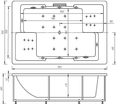 Фото акриловая ванна aquatek дорадо 190*130 см, белая