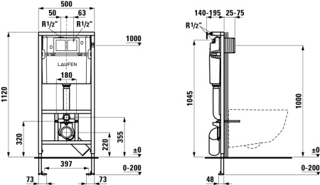 Фото инсталляция для унитаза laufen lis cw1 8.9466.0.000.000.1