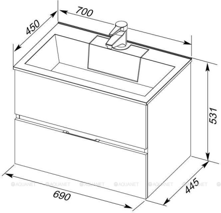 Фото тумба подвесная с раковиной aquanet алвита 70 белый