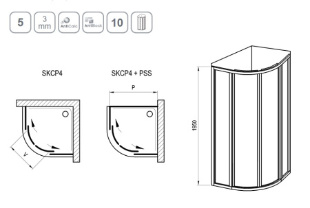 Фото душевой угол ravak supernova skcp4-80 3114o10211 80*80*195 см, профиль белый/матовый полистирол