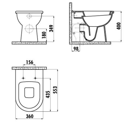 Фото унитаз приставной creavit selin sl350-11cb00e-0000, белый