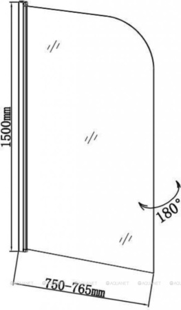 Фото шторка для ванны aquanet sg-750 75*150 см, прозрачное стекло