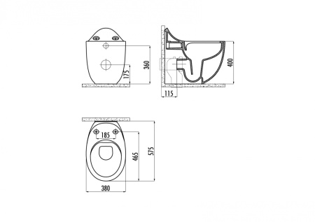 Фото унитаз приставной безободковый creavit foglia fg350-11cb00e-0000, белый