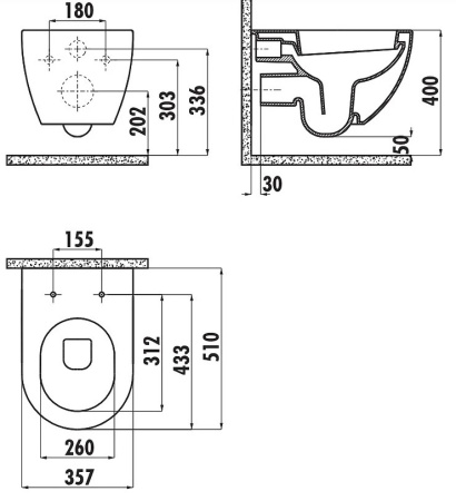 Фото унитаз подвесной с биде creavit free fe320-00sm00e-0000, черный матовый