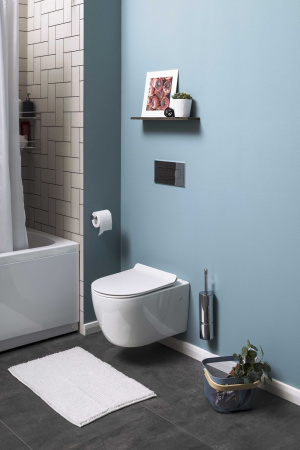 Фото унитаз подвесной безободковый aquanet rimless cetus w short lx-1900 белый, сиденье микролифт