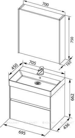 Фото комплект мебели aquanet бруклин 70 белый