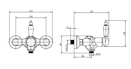 Фото смеситель для душа boheme tradizionale nero 244, хром