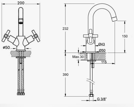 Фото смеситель для раковины vitra juno a40862exp, хром