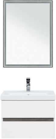 Фото комплект мебели aquanet беркли 60 белый/дуб рошелье (зеркало дуб рошелье)