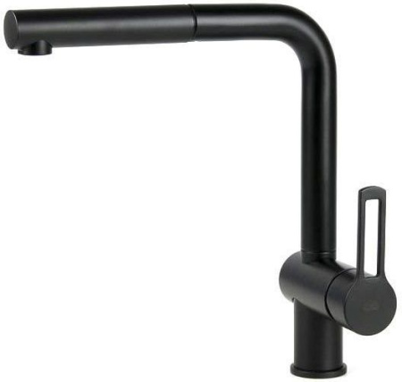 Фото смеситель для кухни paffoni ringo rin185no с выдвижной лейкой, черный матовый