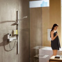 Фото смеситель с термостатом hansgrohe showertablet 13102400 для душа белый/хром
