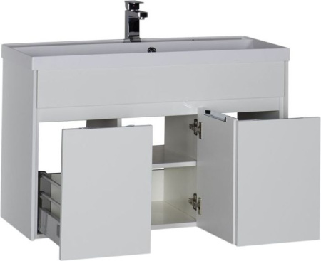 Фото тумба подвесная с раковиной aquanet латина 100 белый