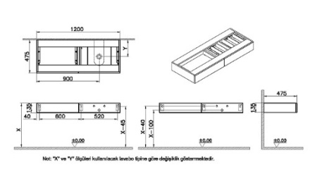 Фото тумба подвесная vitra origin правая 120 см 65681, черный дуб
