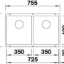 Фото мойка кухонная blanco subline 350/350 u 523577 жемчужный 50х75