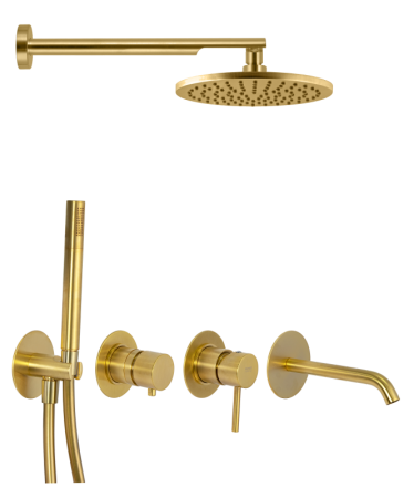 Фото душевая система remer x style x96d3setbg, золото брашированное