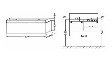 Фото тумба подвесная jacob delafon terrace eb1189-m61 150 см, черный матовый