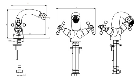 Фото смеситель для биде boheme royal crystal 296-royal/crst, золото
