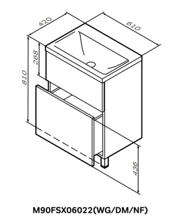 Фото тумба напольная am.pm gem m90fsx06022gm32 60 см, графит матовая