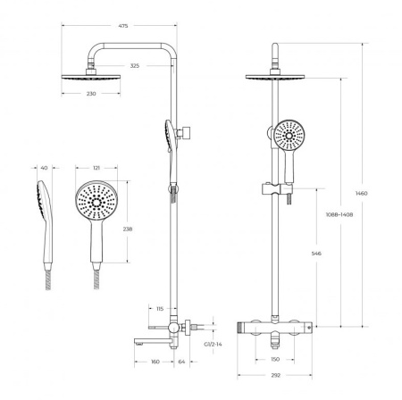 Фото душевая колонна с изливом cezares relax-cvd-boro, золото брашировнное