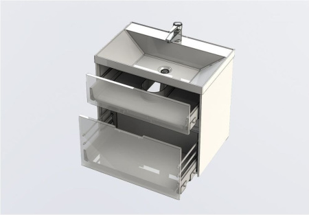 Фото тумба подвесная с раковиной aquanet латина 70 белый (2 ящика)