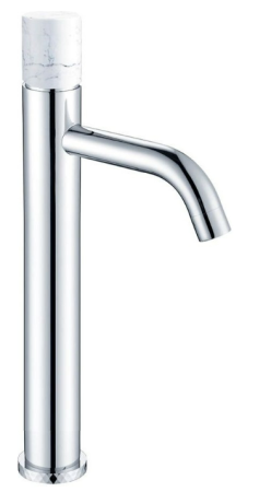 Фото смеситель для раковины высокий boheme stick 122-cr-mr-w, хром/белый мрамор