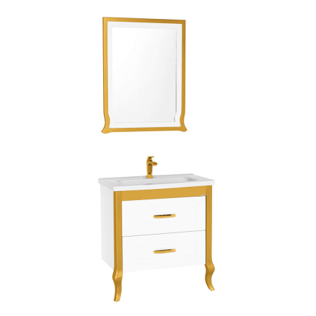 Фото тумба напольная creavit kn0080.01.ba+id080 80 см, белый/золото