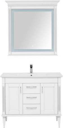 Фото комплект мебели для ванной aquanet селена 105 белый/серебро (3 ящика, 2 дверцы)