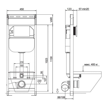 Фото инсталляция для унитаза aquanika basic 10.702.45b.00.00 