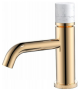 Фото смеситель для раковины boheme stick 121-g-mr-w, золото/белый мрамор