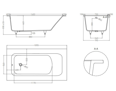 Фото ванна salini s-stone orlanda plus 102024mrf 190*100 см, матовая покраска по ral полностью