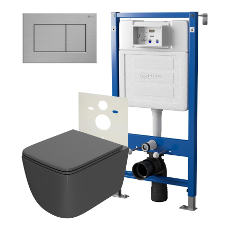 Фото сет: инсталляция point элемент pn45120 + клавиша pn44081sb + унитаз меркурий графит pn41831gm