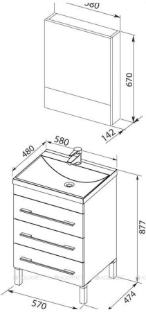 Фото комплект мебели aquanet верона new 58 белый (напольный 3 ящика)