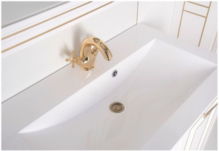 Фото комплект мебели  aquanet паола 90 белый/золото (литьевой мрамор)