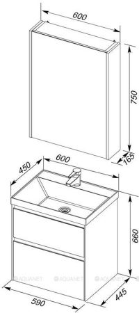 Фото комплект мебели aquanet гласс 60 белый
