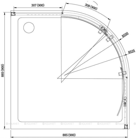 Фото душевой угол aquanet alfa naa2142 r550 90*90*200 см, прозрачное стекло