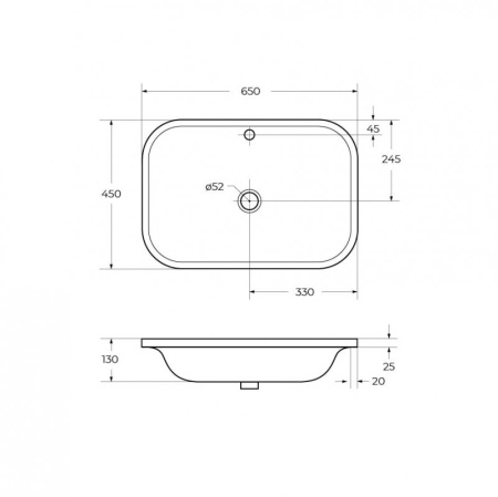 Фото раковина встраиваемая сверху cezares czr-dro-65-lvb 65*45 см, белая 