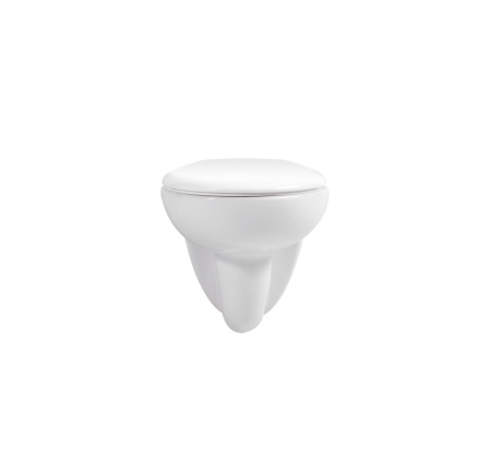 Фото унитаз подвесной безободковый aquatek каир aq1170-00 525*365*380 мм, горизонтальный выпуск, тонкое сиденье с механизмом плавного закрывания, крепеж