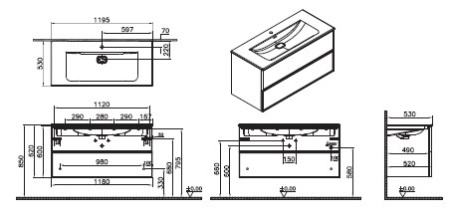 Фото тумба подвесная с раковиной vitra edge 120 см 67157, ореховое дерево 