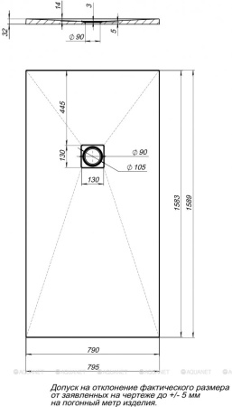 Фото поддон литьевой камень aquanet pleasure 160*80 см, серый