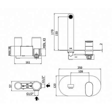 Фото смеситель для раковины paffoni candy ca104cr встраиваемый в стену, хром