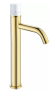 Фото смеситель для раковины высокий boheme stick122-g-mr-white, золото/белый мрамор