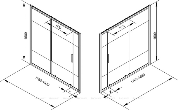 Фото шторка для ванны aquanet practic ae10-b-180h150u-cp, прозрачное стекло